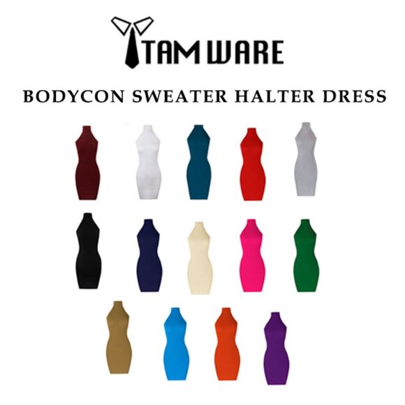 NWT Gray Bodycon Sweater Halter Mini Dress Medium - Picture 4 of 5